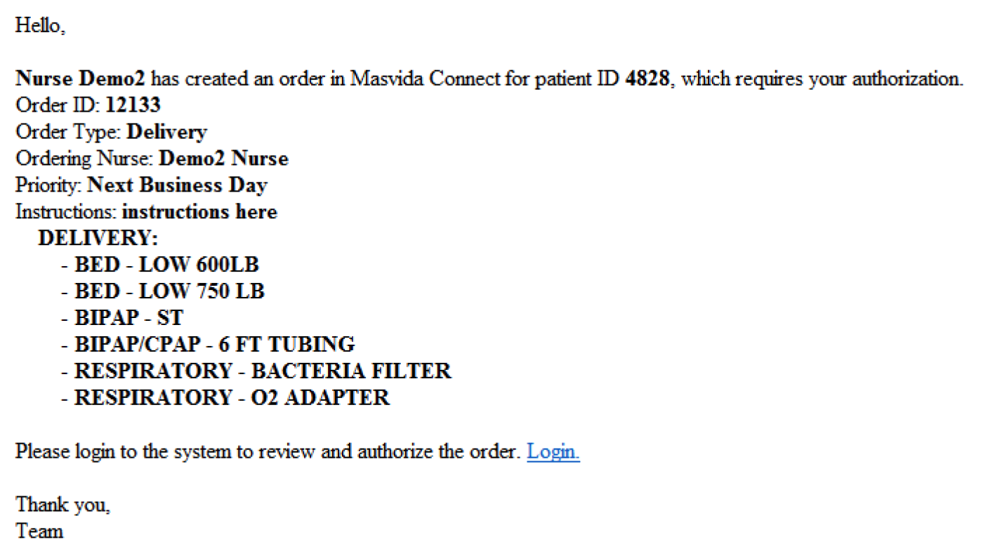 Client - Authorization Email Example